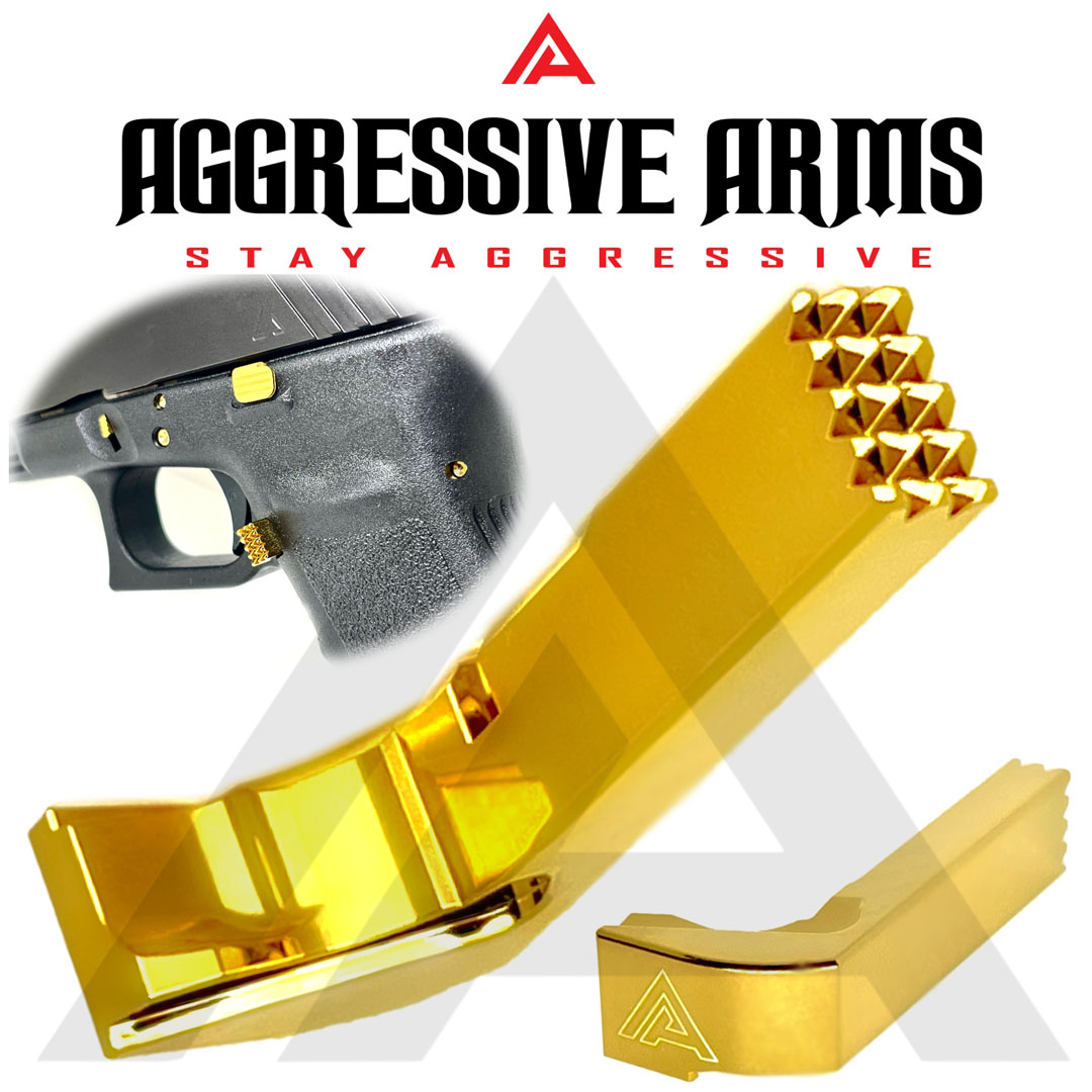 Aggressive Arms Extended Magazine Catch in jewelry gold