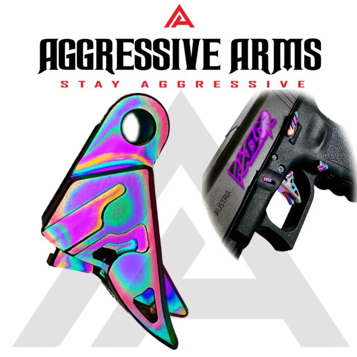 AGGRESSIVE ARMS RAZZOR JEWELRY RAINBOW FINISHED FLAT TRIGGER for GLOCK GEN 1 2 3 4 5