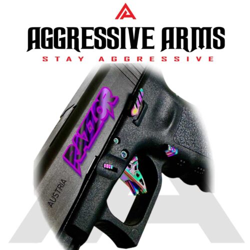 AGGRESSIVE ARMS RAZZOR JEWELRY RAINBOW FINISHED FLAT TRIGGER for GLOCK GEN 1 2 3 4 5 - 2