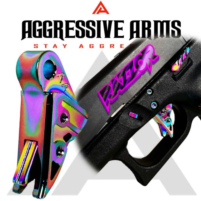 AGGRESSIVE ARMS RAZZOR JEWELRY RAINBOW FINISHED FLAT TRIGGER for GLOCK GEN 1 2 3 4 5 - 3