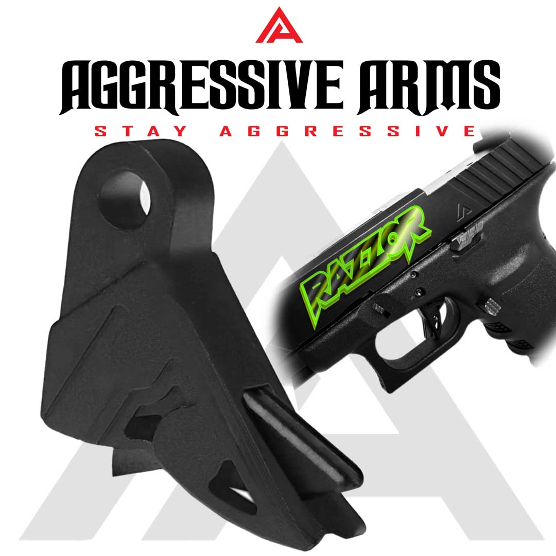 AGGRESSIVE ARMS RAZZOR STEALTH BLACK FINISH FLAT TRIGGER for GLOCK GEN 1 2 3 4 5