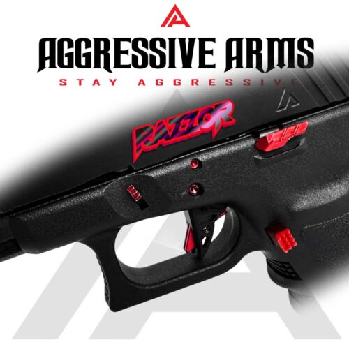 AGGRESSIVE ARMS RAZZOR STEALTH BLACK and RED FINISH FLAT TRIGGER for GLOCK GEN 1 2 3 4 5 - 2