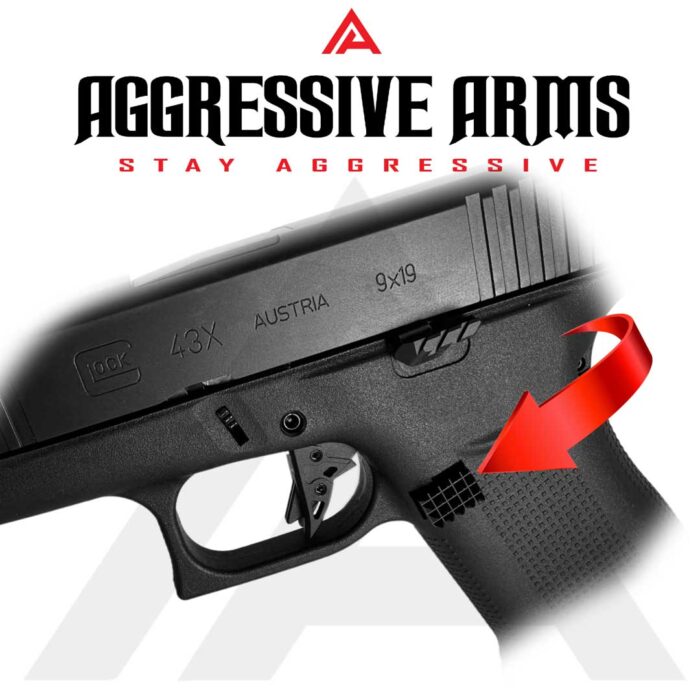 Extended Magazine Catch for Glock G43X by Aggressive Arms - BLACK Finish