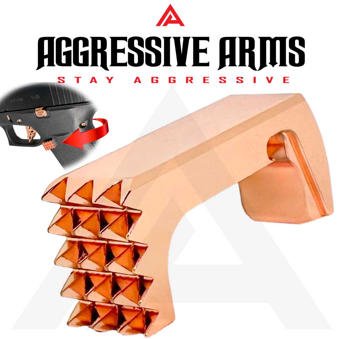 Extended Magazine Catch for Glock G43X by Aggressive Arms - COPPER Finish