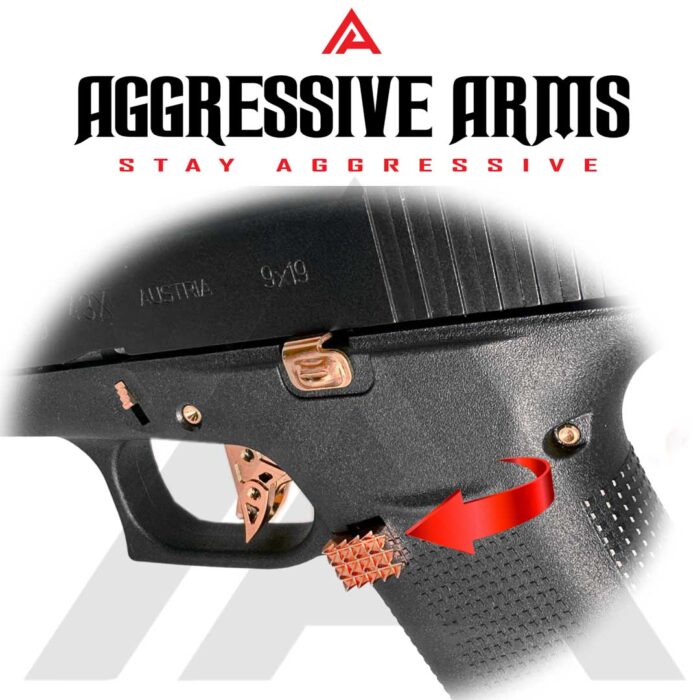 Extended Magazine Catch for Glock G43X by Aggressive Arms - COPPER Finish2