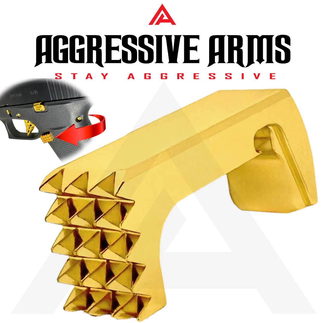 Extended Magazine Catch for Glock G43X by Aggressive Arms - GOLD Finish