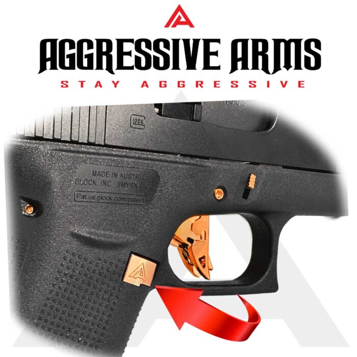 Extended Magazine Catch for Glock G43X by Aggressive Arms - COPPER Finish4