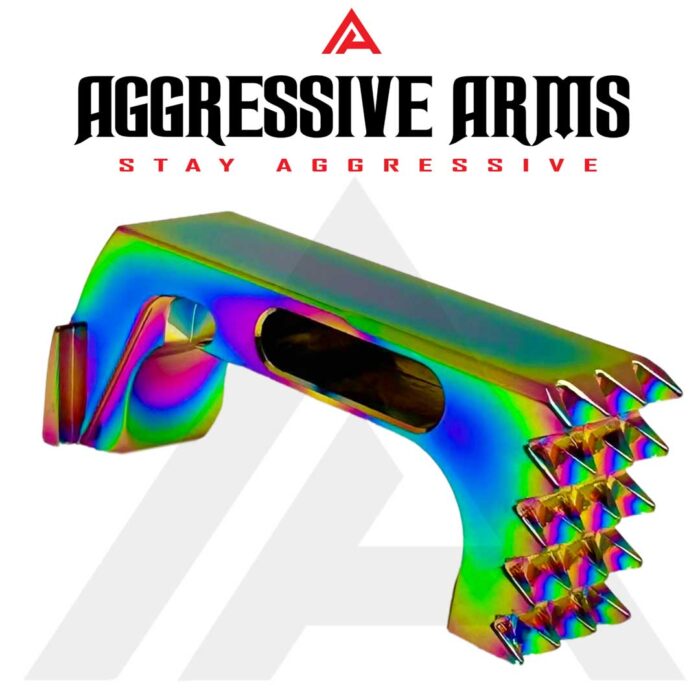 Extended Magazine Catch for Glock G43X by Aggressive Arms - RAINBOW Finish4