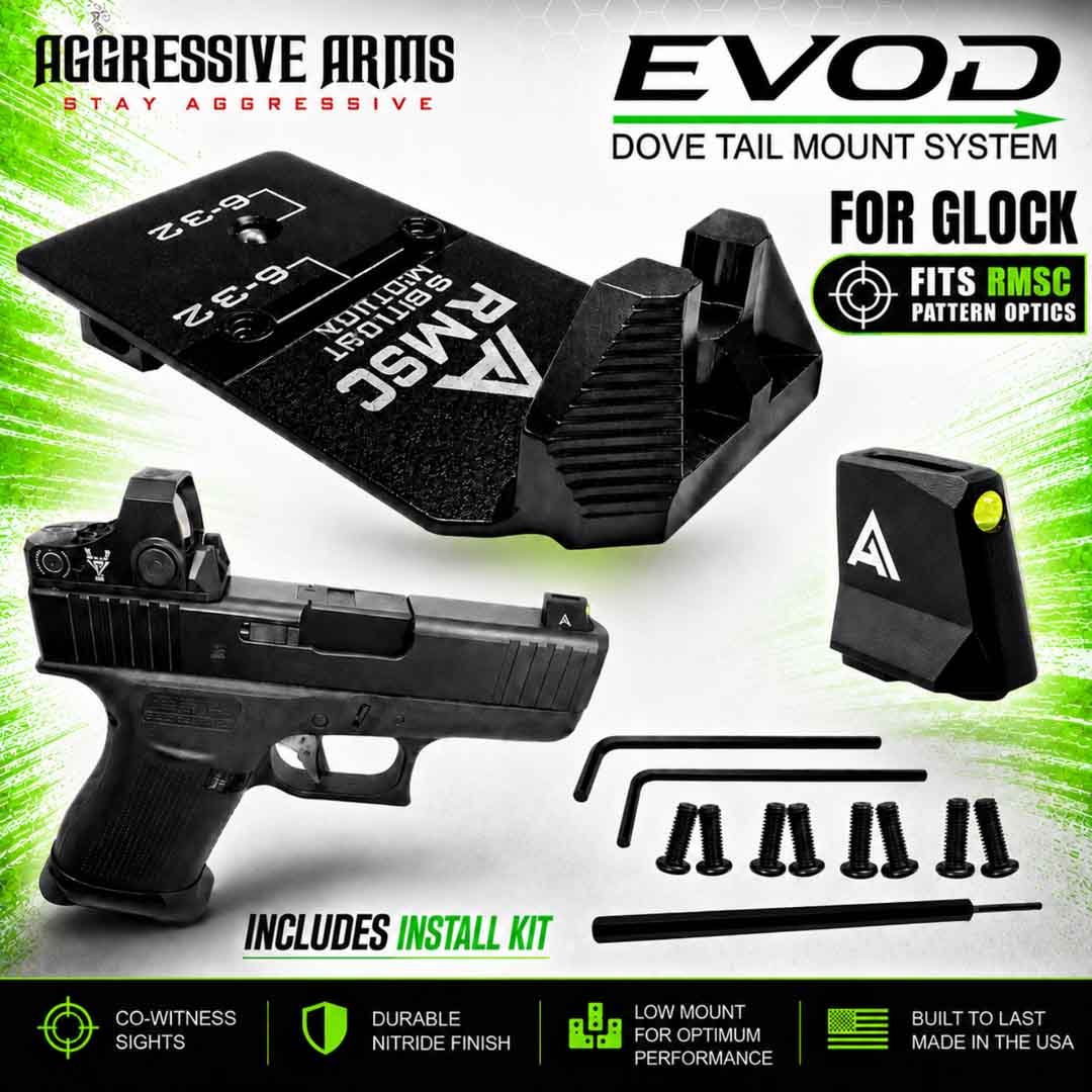 AGGRESSIVE ARMS DOVE MOUNT SYSTEM for Glock RMSC Slide Sight Adapter-MAIN