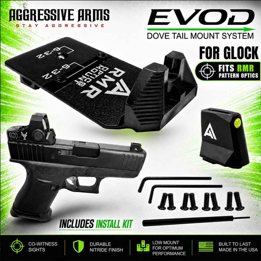 AGGRESSIVE ARMS DOVE MOUNT SYSTEM for Glock RMR Slide Sight Adapter-HERO